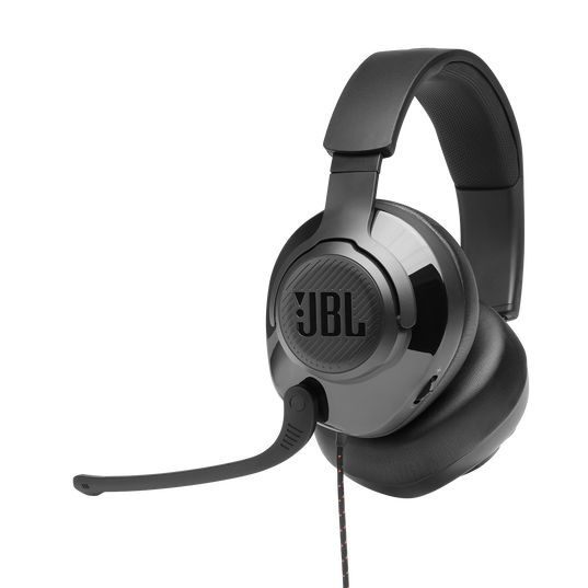 JBL Quantum 200 - Black - Wired over-ear gaming headset with flip-up mic - Hero